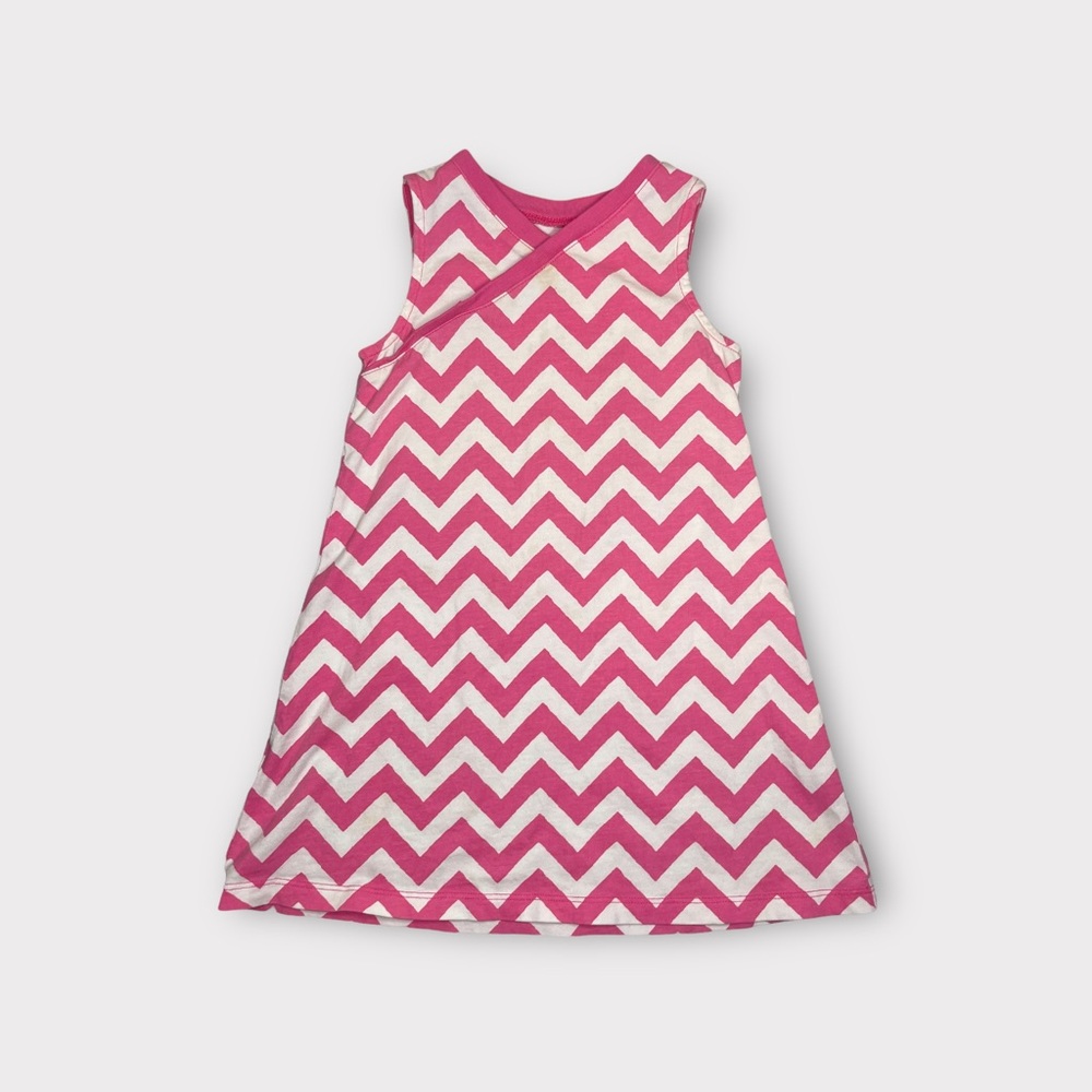 Tea Collection Pink & White Chevron Sleeveless Dress